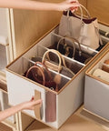 Fabric Drawer Organizers 4 Pack With Ventilation Mesh And Five Grid Layouts To Keep Your Knitwear And Casual Threads From Getting Bunched Up And Staying Smooth In Beige, storing handbags.