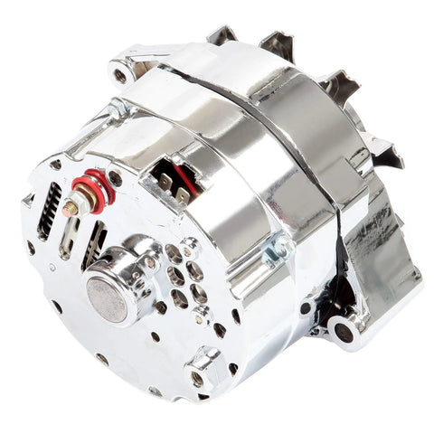 Chrome Finish 120 Amp Street Rod Alternator For 1 Wire Self Exciting GM 305 350 BBC SBC Engines Replaces 2402033DC ADR0335C OE Replacement Direct Fit For Classic GM Cars