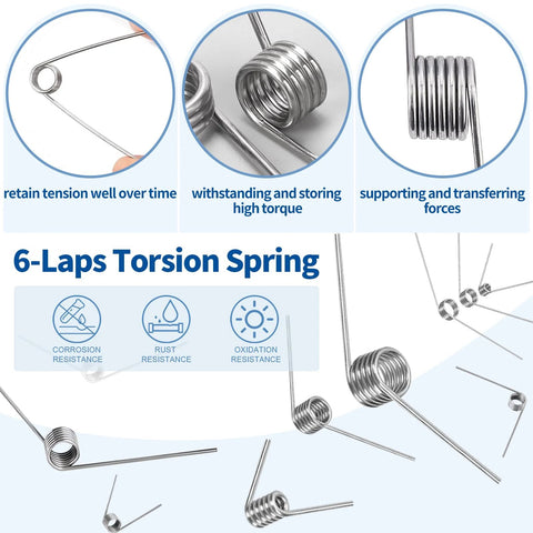 Waltool torsion and mini compression spring assortment kit, stainless steel, 115 pieces in 21 sizes.