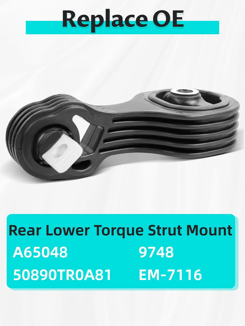 Honda Civic Rear Lower Engine Motor Mount And Transmission Torque Strut Mount For Your 2012 To 2015 L4 1.8L Automatic OEM Replacement