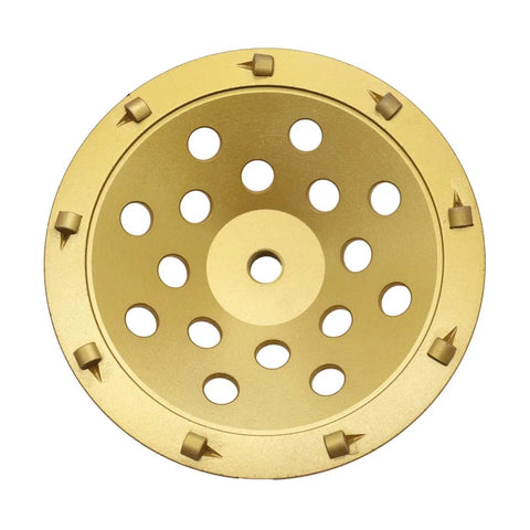 7 Inch PCD Grinding Cup Wheel With 9 Segments For Epoxy Thinset Glue And Concrete Floor Surface Coating Removal On 5/8-11 Threaded Shank