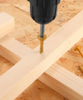 Beefy Heavy Duty Structural Wood Deck Screws Number Fourteen By Two Inches with flat head driven into wood.