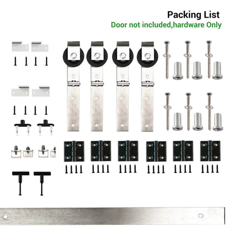 Nickel Plated 72 Inch Double Bifold Sliding Barn Door Hardware Kit For Closet Doors Smooth And Quiet With Side And Top Mount Swivel Wheels Track Length 76 Inches No Door Included