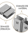2 Pack Heavy Duty Stainless Steel Glass Door Hinges Adjustable Thickness For Cabinets Display Cases And Wine Cabinets
