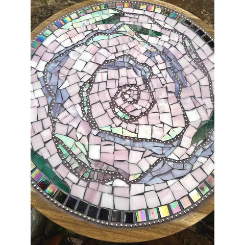 Handmade Broken Glass Mosaic Lazy Susan Centerpiece For Kitchen And Dining Table 10 Inch Turntable With Artsy Finish