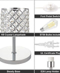 Lit Crystal Floor Lamp With Sparkling K9 Crystal Shade For Living Room Bedroom Dorm Office Or Hotel, components overview