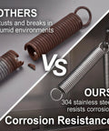 Top Notch 20pcs Durable 304 Stainless Steel Extension Springs With Tiny 0.01 Wire Size And Compact 0.12 Coil Diameter For Heavy Duty Industrial Use That Stands Up To Heat Corrosion Without Deforming, comparison of rusted and corrosion-resistant springs.