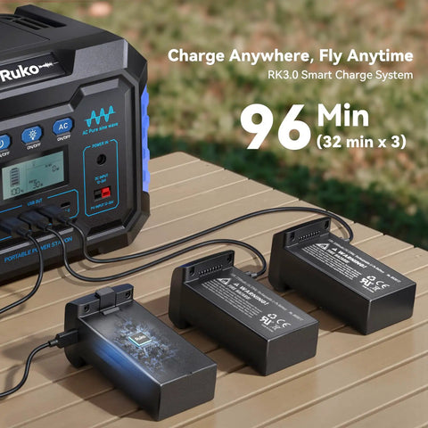 Three drone batteries with charging port, part of the Pocket Size Drone With 4K UHD Camera And 3 Axis Gimbal, 8K Photo bundle.