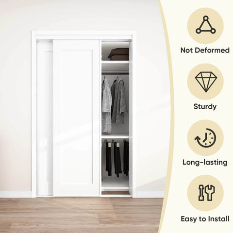 Easy Install Sliding Closet Door For 48 Inch Wide Opening Bypass Style With Two Panels 80 Inch Tall Steel Frame Primed And Preassembled
