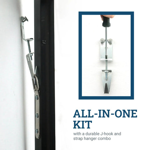 Heavy Duty Mirror Hanging Kit With Strap Hangers And Leveling Hardware For Up To 100 Lbs Built To Last includes J-hook detail
