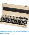Top Notch Assorted Forstner Bit Set Featuring Game Changer Hardened Round Shanks For Clean Wood Drilling And Real Deal Heavy Duty Precision Work in storage case.