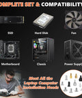 Heavy Duty 167 Piece Computer Screw Kit With M.2 NVMe SSD Hardware And No Sweat Pc Builder Essentials For Hassle Free Motherboard Mounting And Quick Upgrades Across All Major Brands image showing SSD, hard disk, fan, motherboard, and computer case.