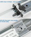 Heavy Duty 18 Inch Soft Close Drawer Sliders, Full Extension Ball Bearing Cabinet Sliders close-up of snap-on design and soft close part