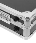 Close-up of the Slick Aluminum Alloy Toolbox Briefcase With Heavy Duty Hard Shell Design, showing latches and corners.