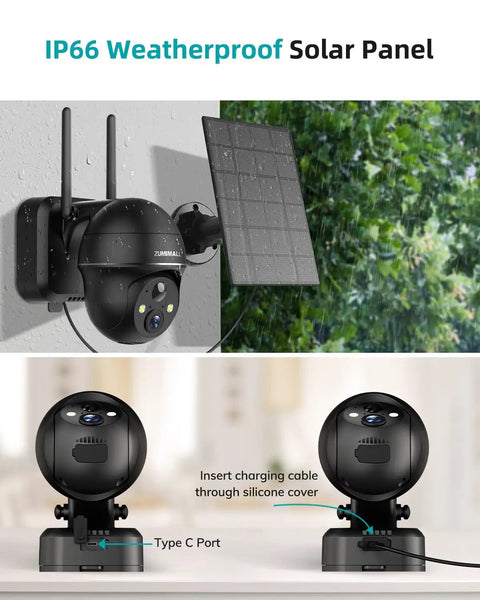 Three-Watt Solar Panel For Outdoor Wireless Cams Keeps Your Security Cam Charged All Day IP66 Waterproof Solar Charger connected