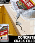 Heavy Duty Concrete Crack Filler And Retaining Wall Joint Compound With Base Seal Plus Masonry Fissure Mastic For Garden Walls and Planter Beds To Fix Block Gaps With A Legit Durable No Sweat Foundation being applied to a crack on a countertop.