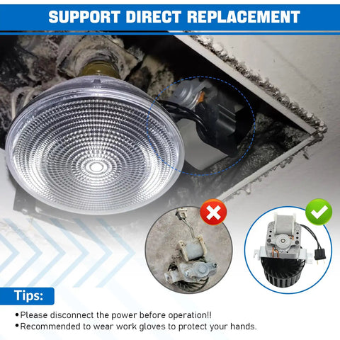 Bathroom Fan Motor Blower Assembly Replacement for 162 E G J K L M and 164 E G J K L M Heaters, 70 CFM at 120V
