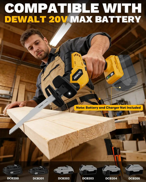 Man using Cordless Reciprocating Saw Tool Only With A Beast Brushless Motor, 0-3500 SPM, 3-Speed Variable, in workshop
