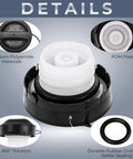 Gas Cap Replacement For 2000 2006 Toyota Lexus Fits Your Ride RAV4 Corolla Tacoma Matrix Highlander Tundra 4Runner Celica Echo Land Cruiser MR2 Spyder Sequoia Sienna GS300 GS430 IS300 LS430 LX470 RX300 77300-53010 OEM Quality Easy Install, showing black gas cap with detailed features and materials.