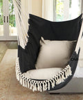 Hammock Chair Swing With Steel Spreader Bar Supports Up To 500 Lbs Two Cushions Included Portable Hanging Chair indoors