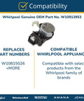 Front view of Whirlpool W10913953 top-load washer shift actuator replacement part; black plastic housing.