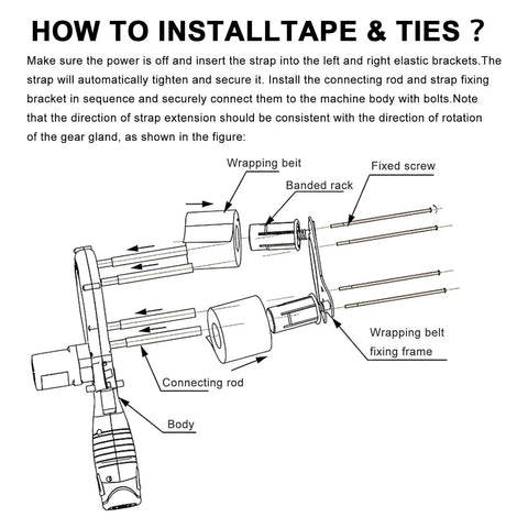 Diagram showing parts and installation of Top Rated Automatic Tube Wrapping Machine For Air Conditioning Ducts And Copper Piping.