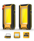Two Pack Rechargeable LED Work Light With Magnetic COB Portable 40W 1500 Lumens Metal Hanging Hook 3 Lighting Modes