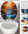 Toilet Seat Round Resin for Bathroom with waterfall design, stainless steel hinges, and quick-release feature.