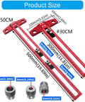 Red Double Scale T Square Ruler Aluminum Measuring Tool For Inches And Metric with product size details and accessories shown.