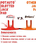Comparison between Potauto slotted jack pad and others' jack pad showing design and improvements.