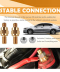 Heavy Duty 2 Pack Side Post Battery Terminal Extension Bolts With Nuts Featuring 3/8 Inch 16 Coarse And 3/8 Inch 24 Fine Threads installed on battery with nuts.