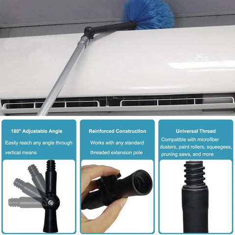 Two Pack Universal Joint Angle Adapter For Telescoping Extension Poles Great For Window Cleaning Gutter Work Light Bulb Changes Painting And Accessing Hard To Reach Spots. 180° adjustable pole adapter