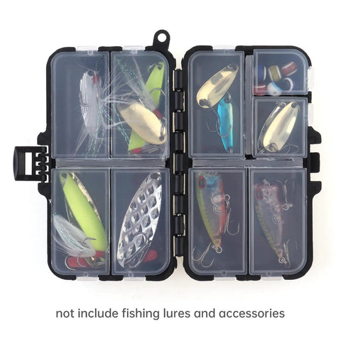 Open Compact Fishing Tackle Box With Clear Lids Nine Compartment Double Layer Lure Organizer For Small Baits And Gear