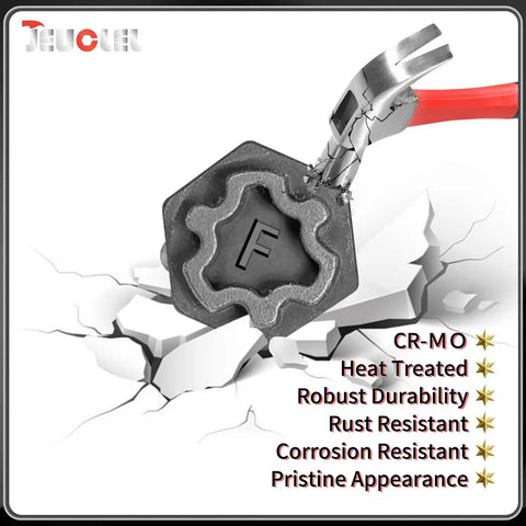 Steel hexagonal socket from the 22 Piece Wheel Locking Nut Key Kit For Audi 2002 2012 with durability features list.