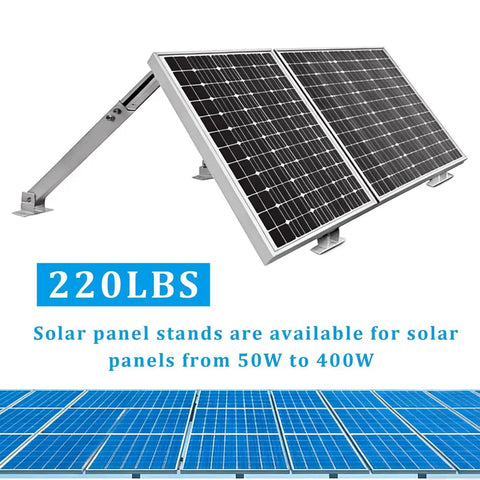 Adjustable Tilt Solar Panel Mount Brackets Aluminum Alloy For Flat Roofs RV Boats And Off Grid Installations Up To 400W Panels 15 To 30 Degree Tilt Mounting Support Silver Mount Only with 220lbs support weight