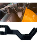 Hard Hat Headrest Hook Organizer For Truck Cab, 3-Second Install Helmet Holder Mount in use and side view