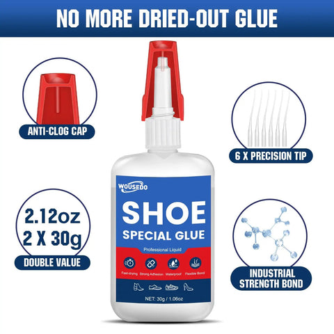 Two Pack 30g Shoe Glue Quick Dry Adhesive For Sneakers Boots Heels Hiking Shoes Leather And Handbags Waterproof Flexible