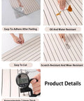 Peel And Stick Wood Panel Wallpaper For Ceiling And Walls, Self Adhesive PVC Vinyl Sticker That Is Waterproof And Stain Resistant, 2.6mm thick details shown.