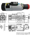 9.0 KW Air Cooled Spindle Motor With Automatic Tool Changer And VFD Converter Kit top view with diagram, detailed dimensions and components.
