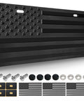 American Flag Front Bumper License Plate With 3D Embossed Patriot Design, Black Plastic Car Plate With Screws, Weatherproof