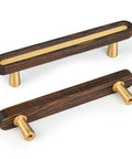 Solid Brass And Wood Cabinet Pulls Five Pack Three And Three Quarter Inch Center To Center Dresser Drawer Handles