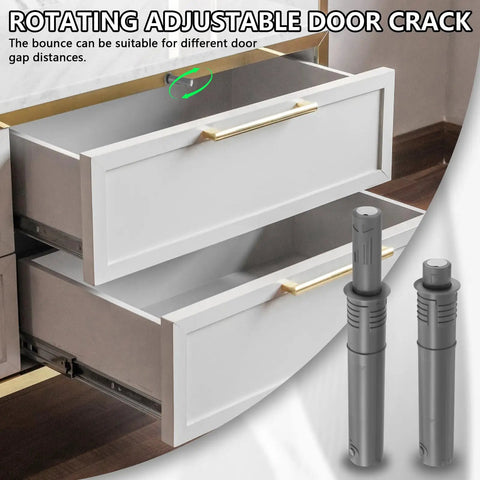 Magnetic Push Latch Kit For Cabinets And Drawers 24 Pack Push To Open Door Latches showing latches installed on drawers