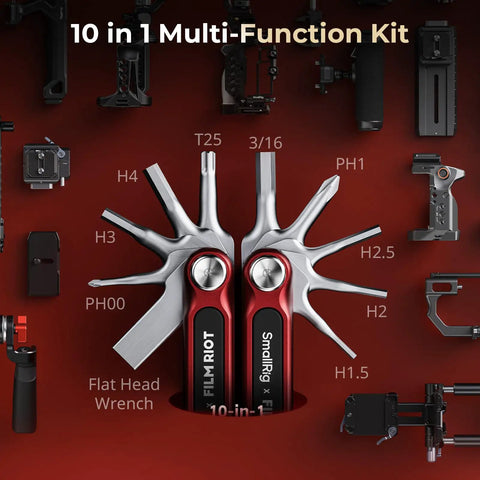 10 In 1 Folding Tool Set For Photo And Video Gear With Screwdrivers And Hex Keys Multi Angle Positioning Portable Red Wrench
