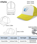 I Was Six Now Seven Vintage Dope Style Mens Trucker Hat Yellow Lightweight Polyester Cap with dimensions shown