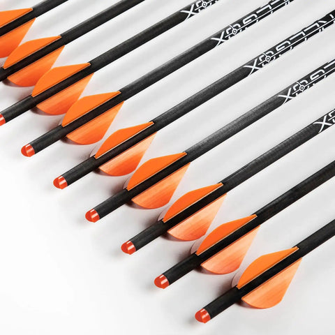 20 Inch Carbon Crossbow Bolts With Half Moon Nocks, Dead On Straight Within 0.003 Inches, Hunting And Practice Arrows, Pack Of 12