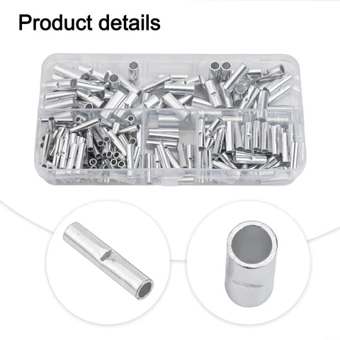Bulk Pack Of 200 Premium Bare Copper Butt Connectors Non Insulated Crimp Terminals For 22 To 10 Awg Wire Splice Ferrules With Tin Plating For Max Conductivity And Durability Perfect For Car Mods And Pro Auto Repairs. clear plastic organizer with silver butt connectors