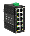 Rugged Industrial Gigabit PoE Plus Ethernet Switch With Eight 802.3at PoE Ports And Two Uplink Ports, DIN rail mounted