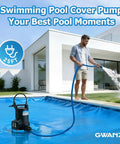 Half Horsepower Pool Cover Pump With Automatic On Off 3500 GPH Submersible Water Pump Includes Filter Net, check valve, and cord