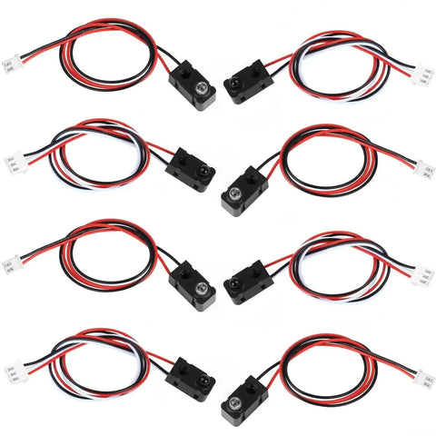 Infrared Break Beam Sensor Module Kit 5 Pack For Arduino DIYers With 3mm LEDs, Photoelectric Sensor, cable lengths shown.