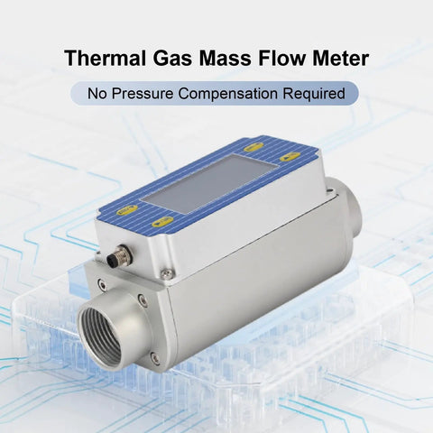 Hella Precise Compact Digital Inline Mass Flow Sensor For Multiple Gases And Water Straight Up Reliable Heat Flow Meter on a clear background.